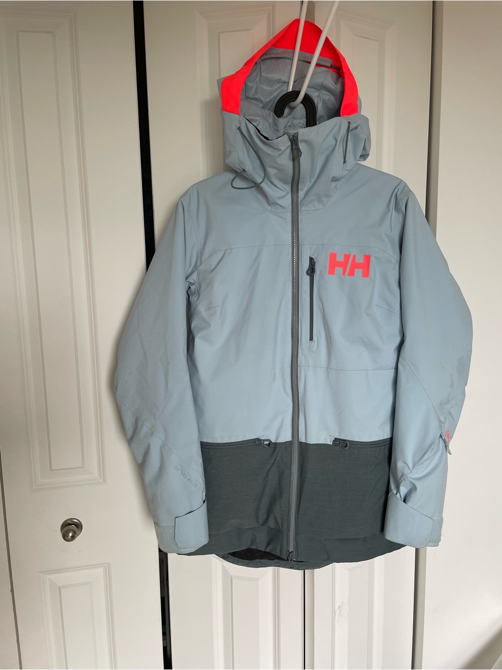 Helly Hansen Light Blue & Coral-Accent Waterproof Hooded Jacket